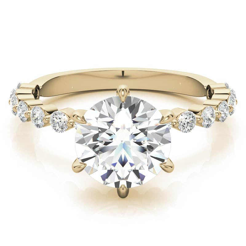 Single Prong Diamond Band & Moissanite Engagement Ring