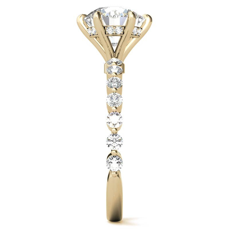 Single Prong Diamond Band & Moissanite Engagement Ring