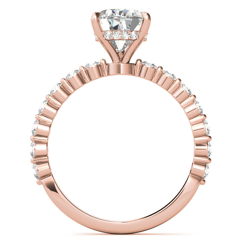 Single Prong Diamond Band Pear Moissanite Engagement Ring