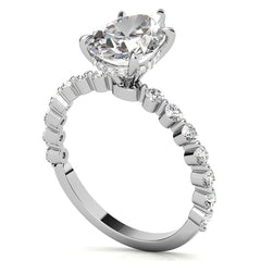 Single Prong Diamond Band Pear Moissanite Engagement Ring