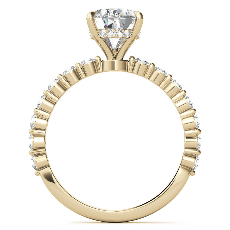 Single Prong Diamond Band Pear Moissanite Engagement Ring