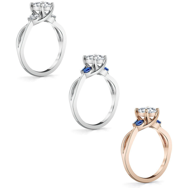 Split Shank Marquise and Round Moissanite Engagement Ring