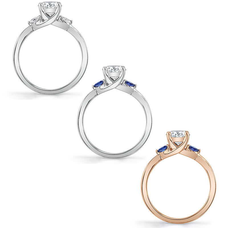 Split Shank Marquise and Round Moissanite Engagement Ring