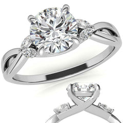 Split Shank Marquise and Round Moissanite Engagement Ring