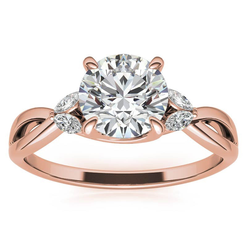 Split Shank Marquise and Round Moissanite Engagement Ring