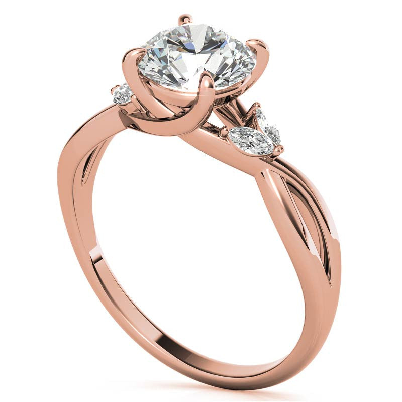 Split Shank Marquise and Round Moissanite Engagement Ring