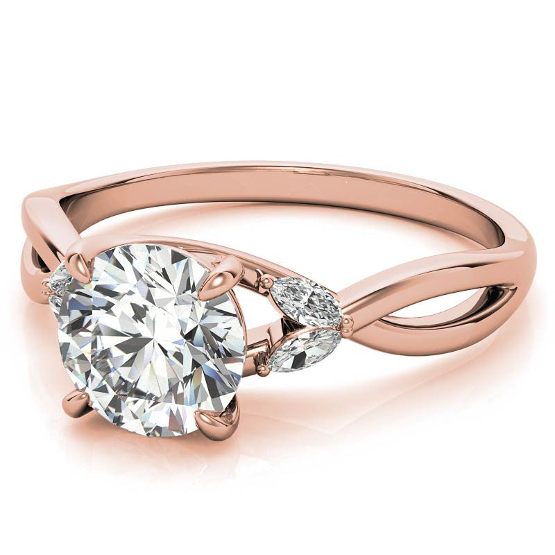 Split Shank Marquise and Round Moissanite Engagement Ring