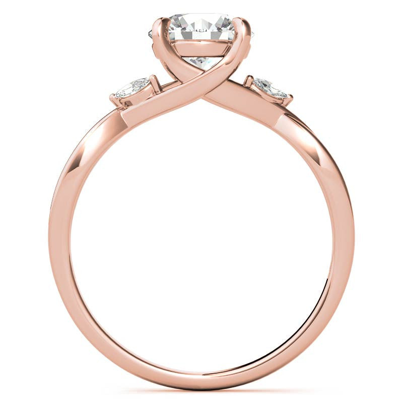 Split Shank Marquise and Round Moissanite Engagement Ring