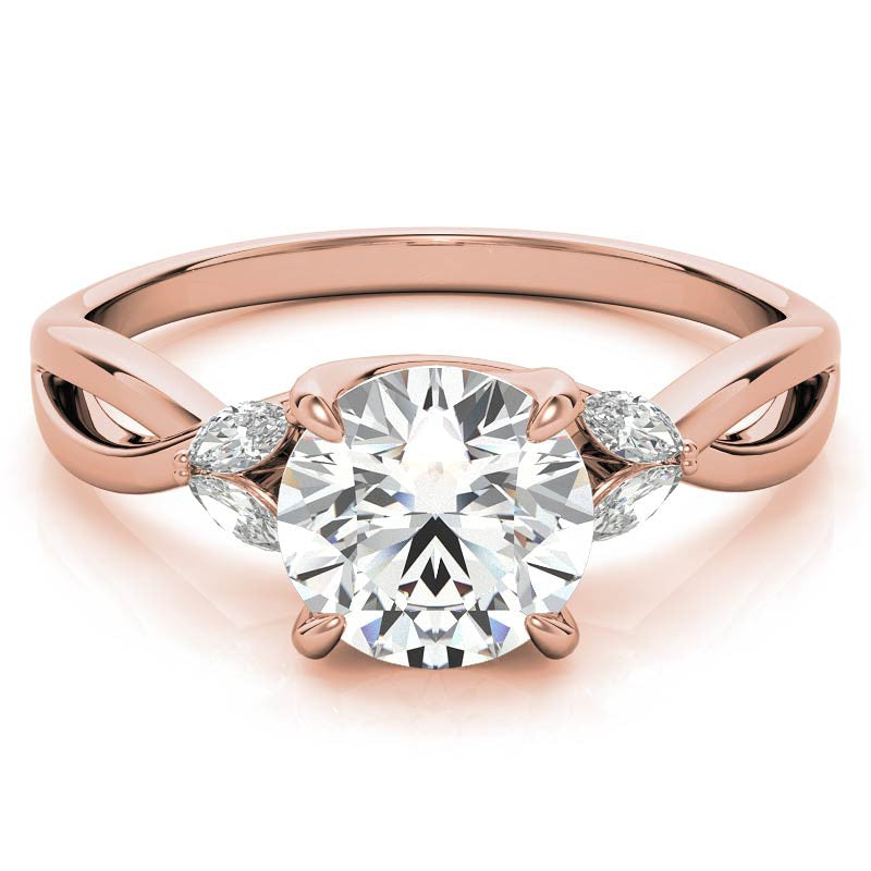 Split Shank Marquise and Round Moissanite Engagement Ring