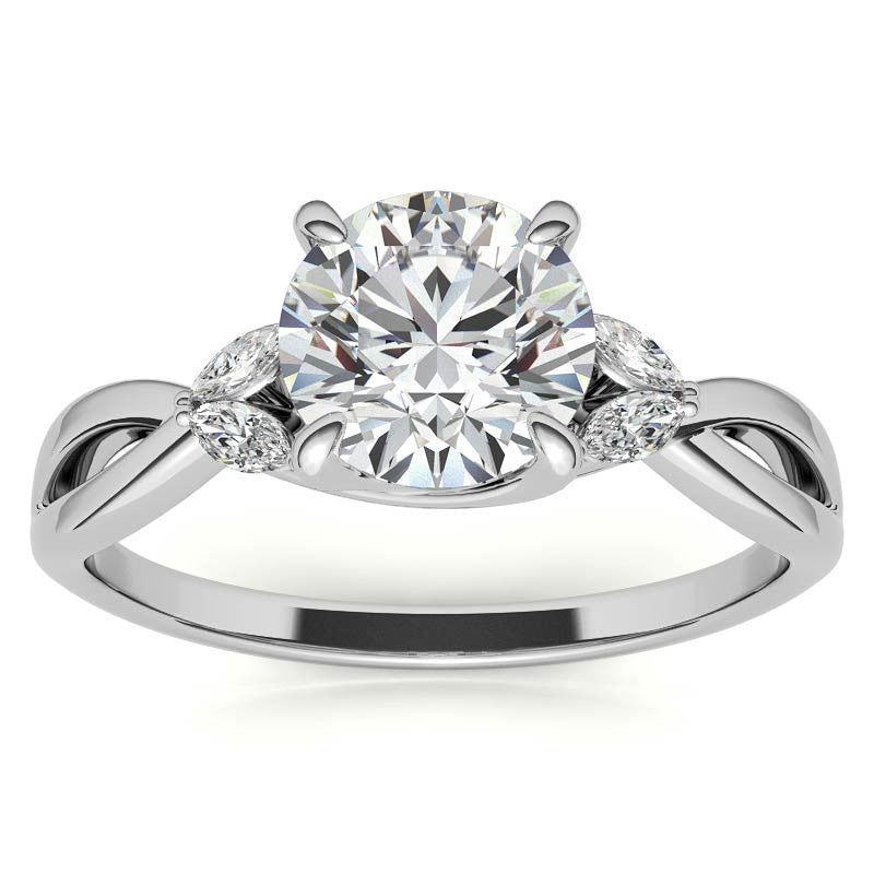 Split Shank Marquise and Round Moissanite Engagement Ring