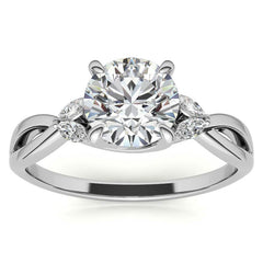 Split Shank Marquise and Round Moissanite Engagement Ring