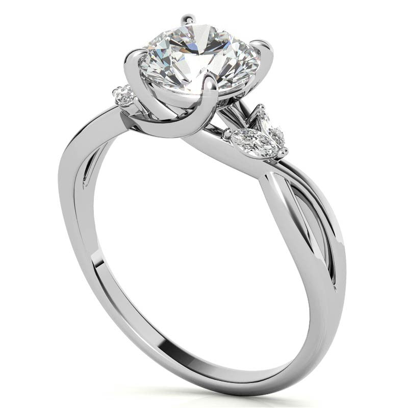 Split Shank Marquise and Round Moissanite Engagement Ring