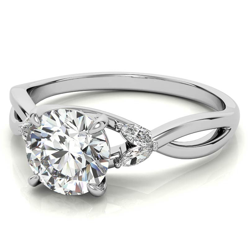 Split Shank Marquise and Round Moissanite Engagement Ring