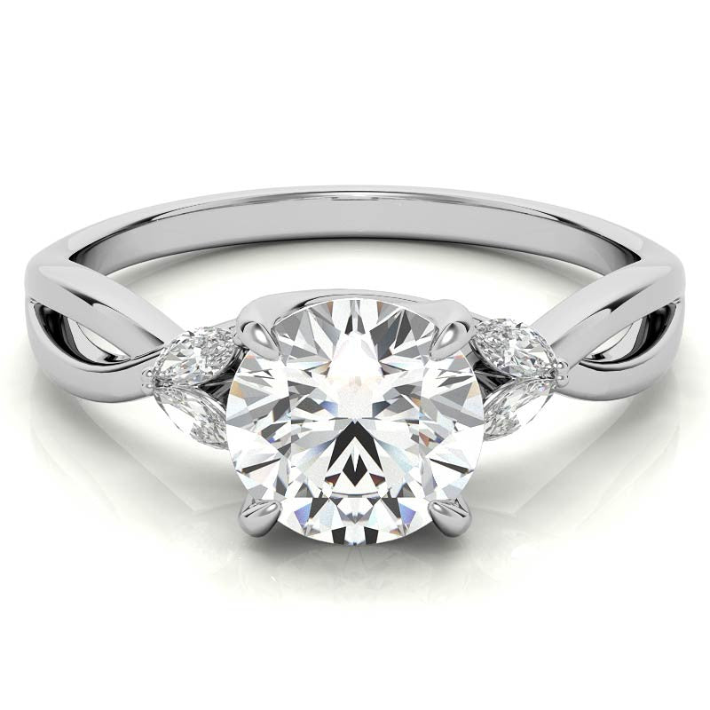 Split Shank Marquise and Round Moissanite Engagement Ring