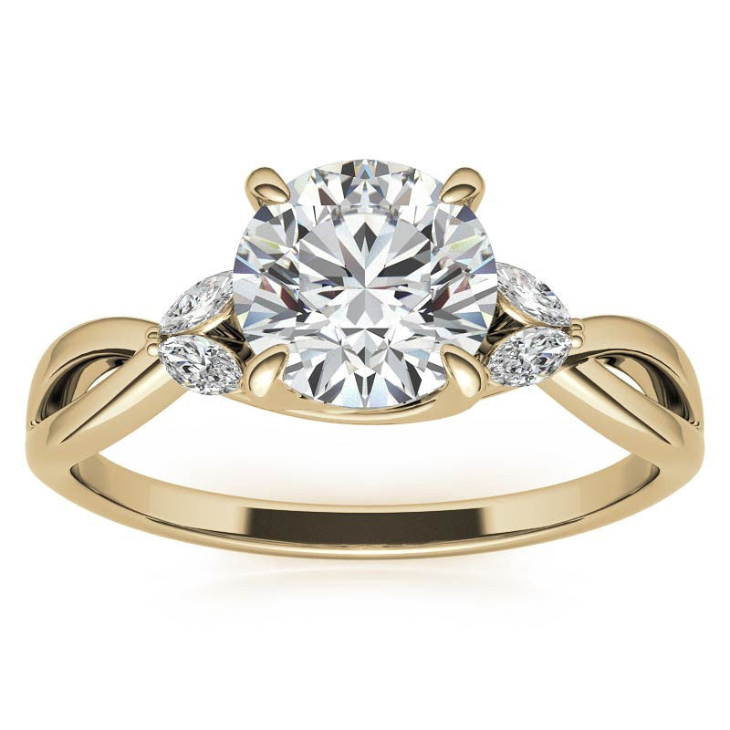 Split Shank Marquise and Round Moissanite Engagement Ring