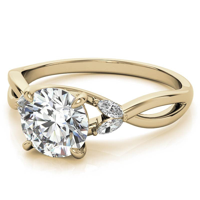 Split Shank Marquise and Round Moissanite Engagement Ring