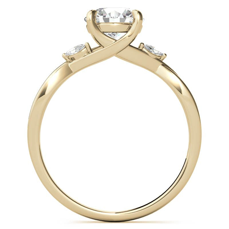 Split Shank Marquise and Round Moissanite Engagement Ring
