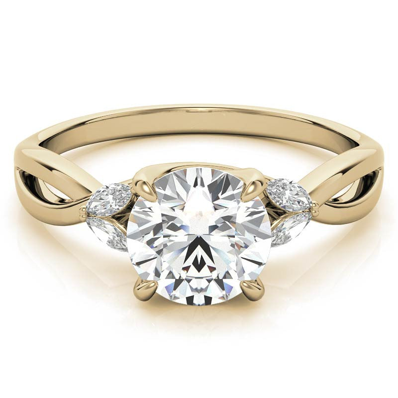 Split Shank Marquise and Round Moissanite Engagement Ring