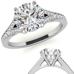 Cathedral Split Shank Round Brilliant Moissanite Engagement Ring
