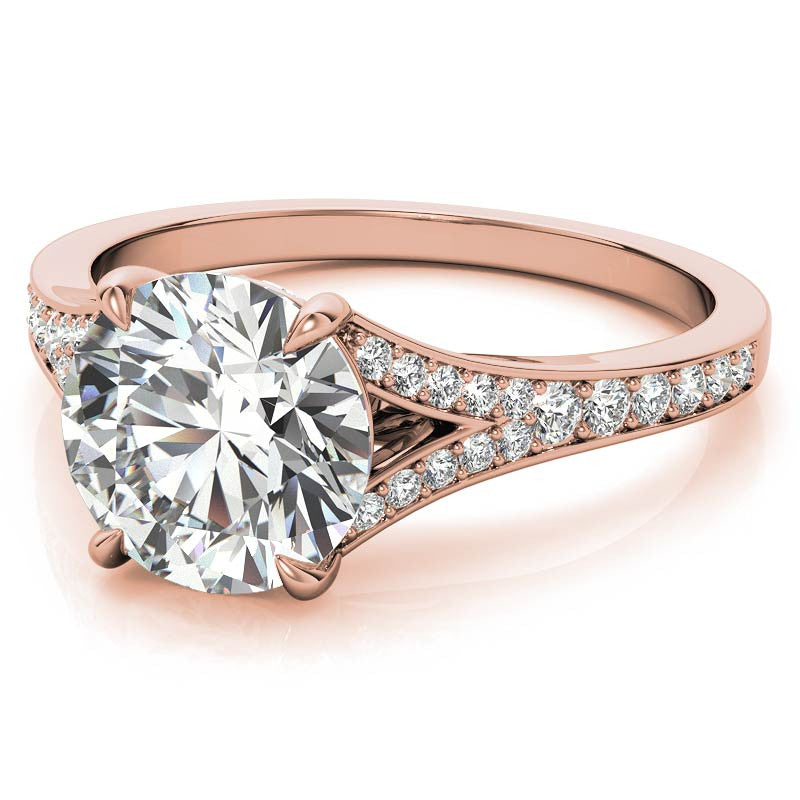 Cathedral Split Shank Round Brilliant Moissanite Engagement Ring