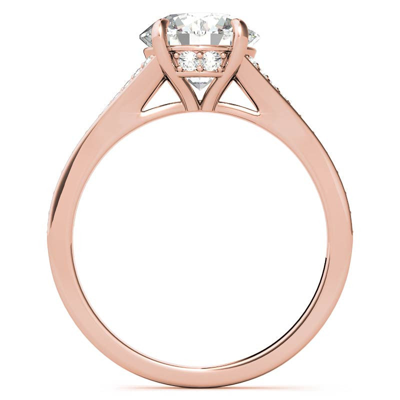 Cathedral Split Shank Round Brilliant Moissanite Engagement Ring