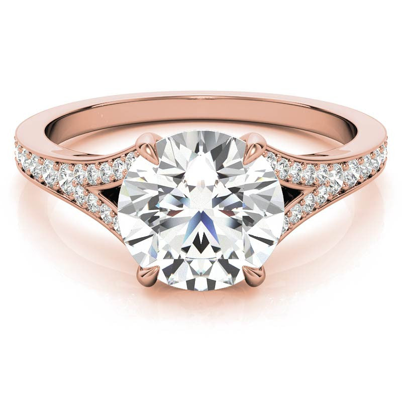 Cathedral Split Shank Round Brilliant Moissanite Engagement Ring