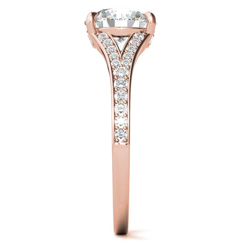 Cathedral Split Shank Round Brilliant Moissanite Engagement Ring