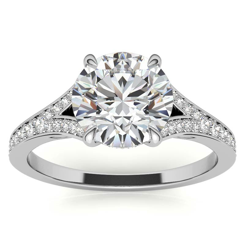 Cathedral Split Shank Round Brilliant Moissanite Engagement Ring