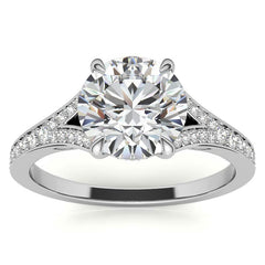 Cathedral Split Shank Round Brilliant Moissanite Engagement Ring