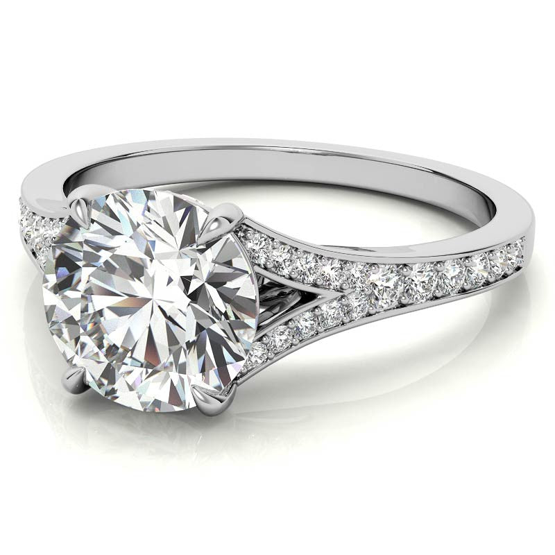 Cathedral Split Shank Round Brilliant Moissanite Engagement Ring