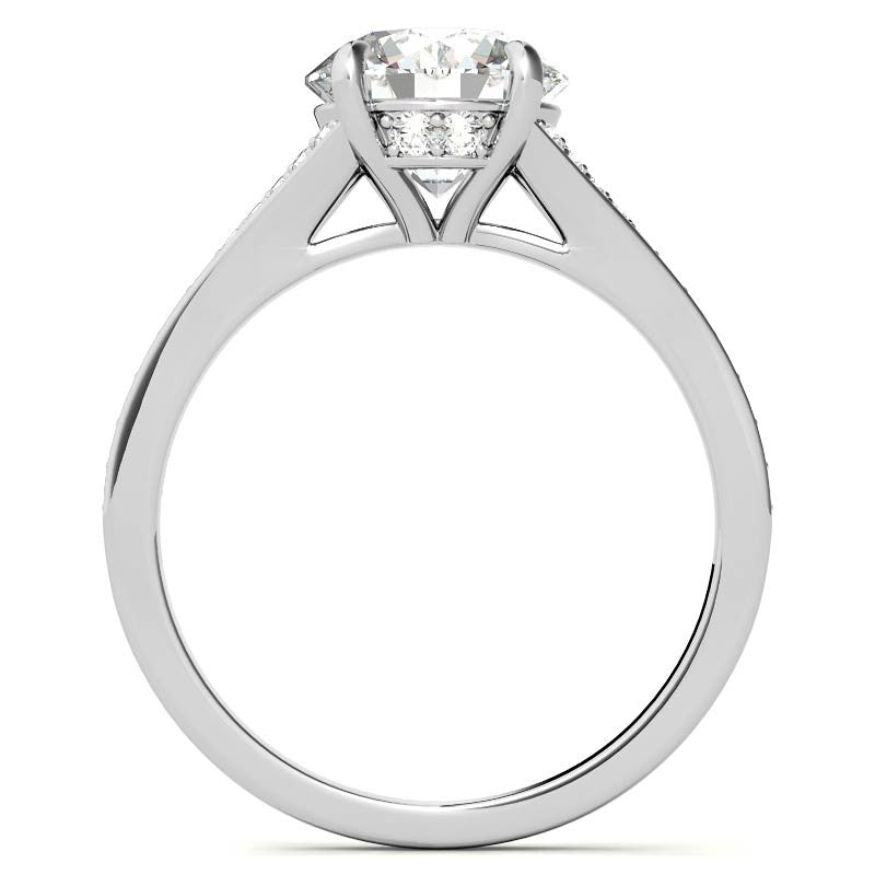 Cathedral Split Shank Round Brilliant Moissanite Engagement Ring