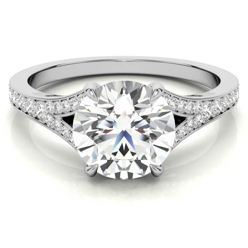 Cathedral Split Shank Round Brilliant Moissanite Engagement Ring