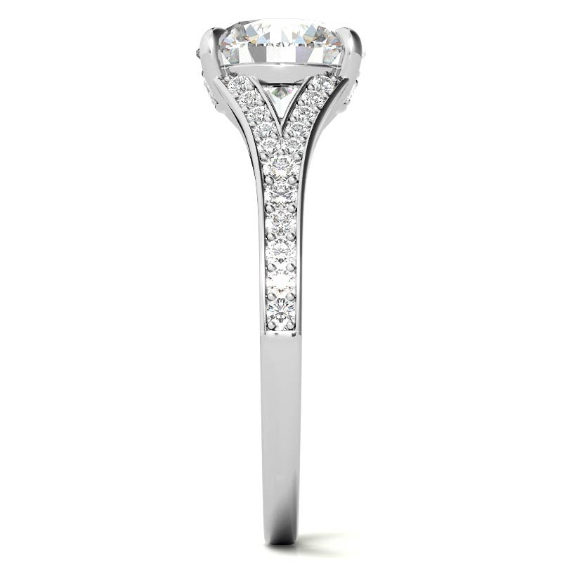 Cathedral Split Shank Round Brilliant Moissanite Engagement Ring
