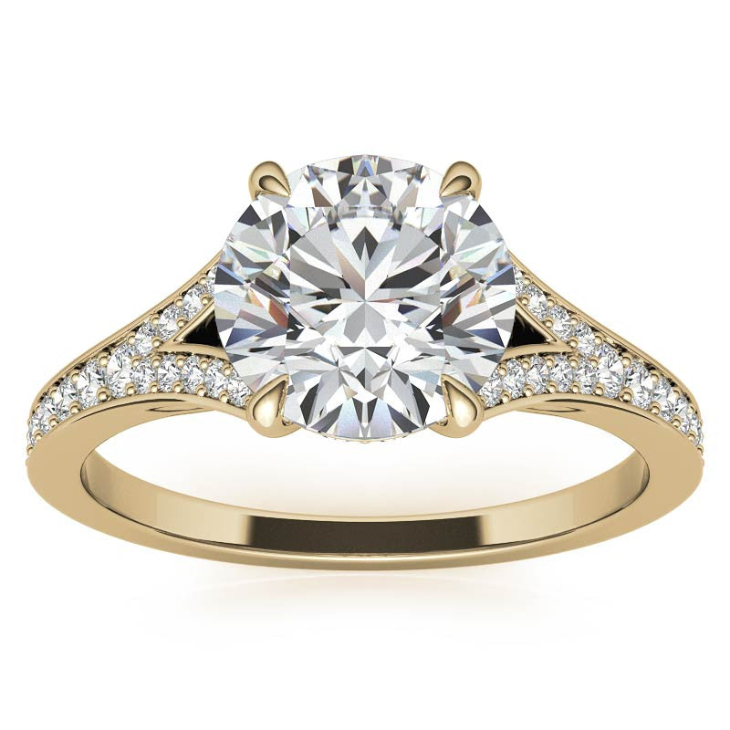 Cathedral Split Shank Round Brilliant Moissanite Engagement Ring