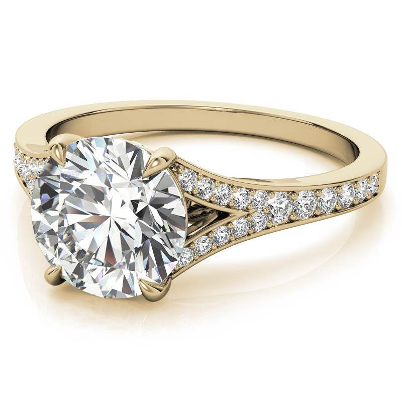 Cathedral Split Shank Round Brilliant Moissanite Engagement Ring