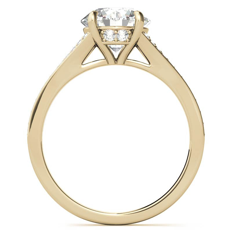 Cathedral Split Shank Round Brilliant Moissanite Engagement Ring