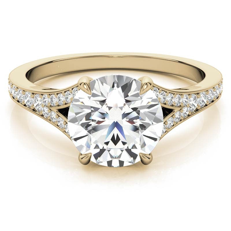 Cathedral Split Shank Round Brilliant Moissanite Engagement Ring