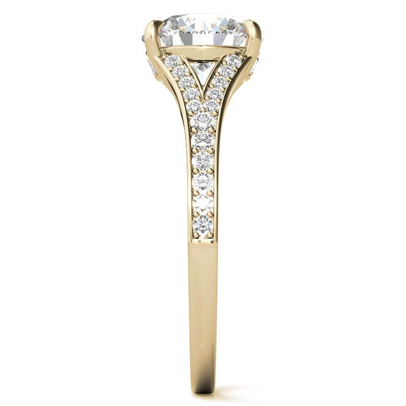 Cathedral Split Shank Round Brilliant Moissanite Engagement Ring