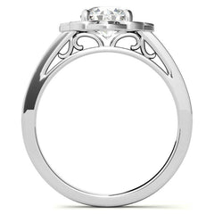 Scroll Cathedral Halo Round Brilliant Moissanite Engagement Ring