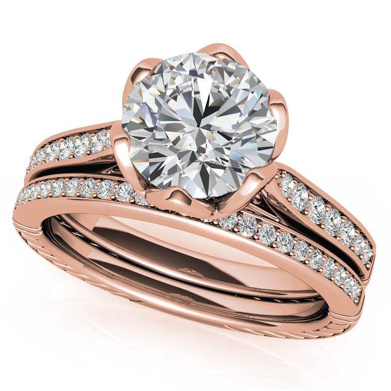 6-Prong Tulip Cathedral Round Brilliant Engagement Ring