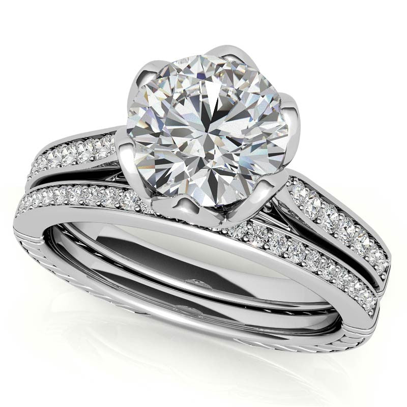 6-Prong Tulip Cathedral Round Brilliant Engagement Ring