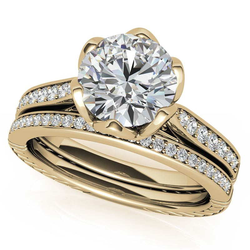 6-Prong Tulip Cathedral Round Brilliant Engagement Ring