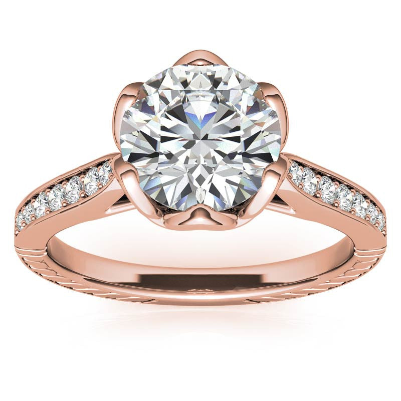 6-Prong Tulip Cathedral Round Brilliant Engagement Ring