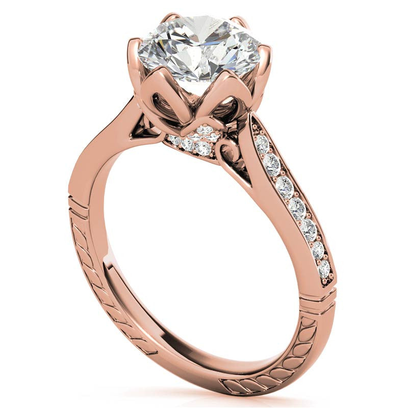 6-Prong Tulip Cathedral Round Brilliant Engagement Ring
