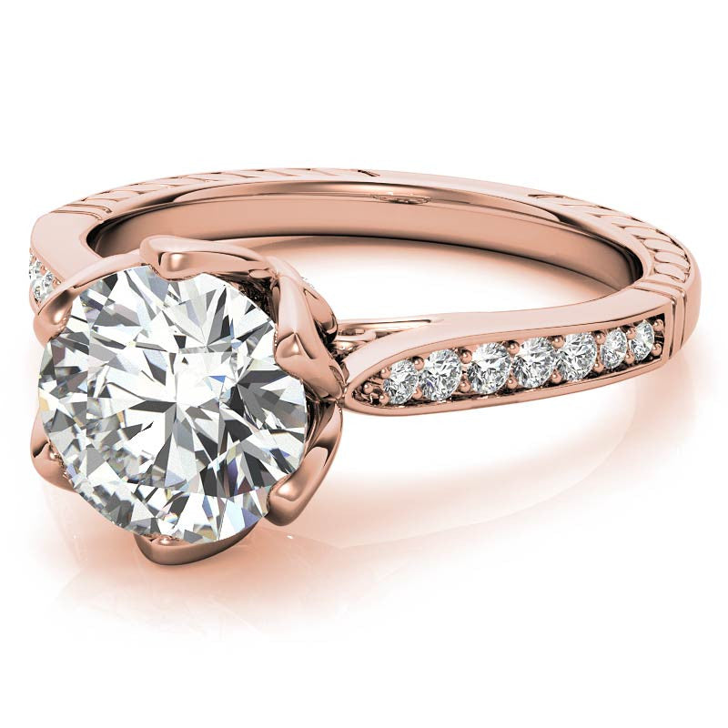 6-Prong Tulip Cathedral Round Brilliant Engagement Ring