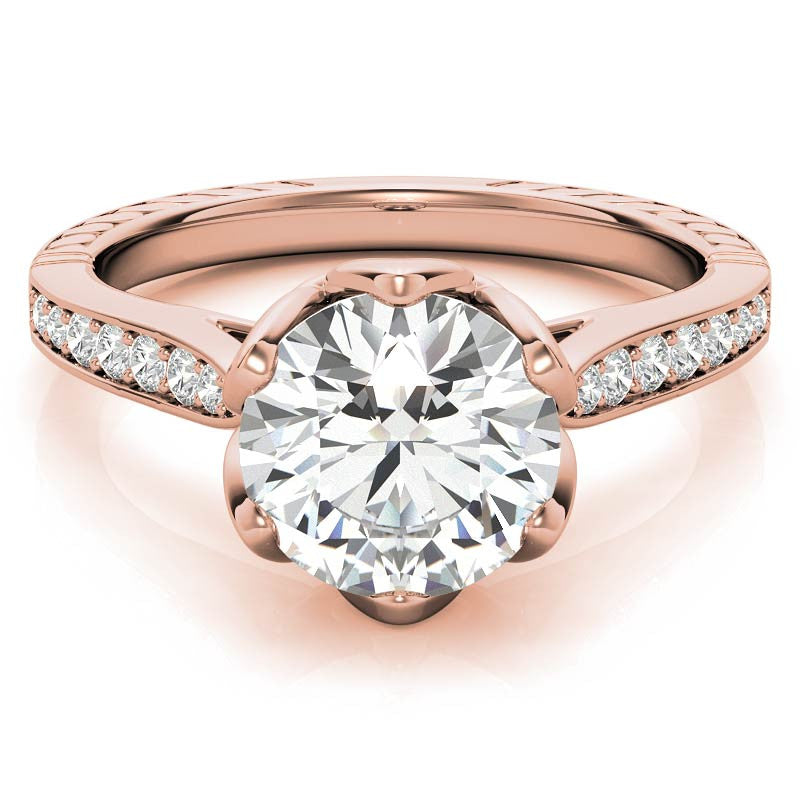 6-Prong Tulip Cathedral Round Brilliant Engagement Ring