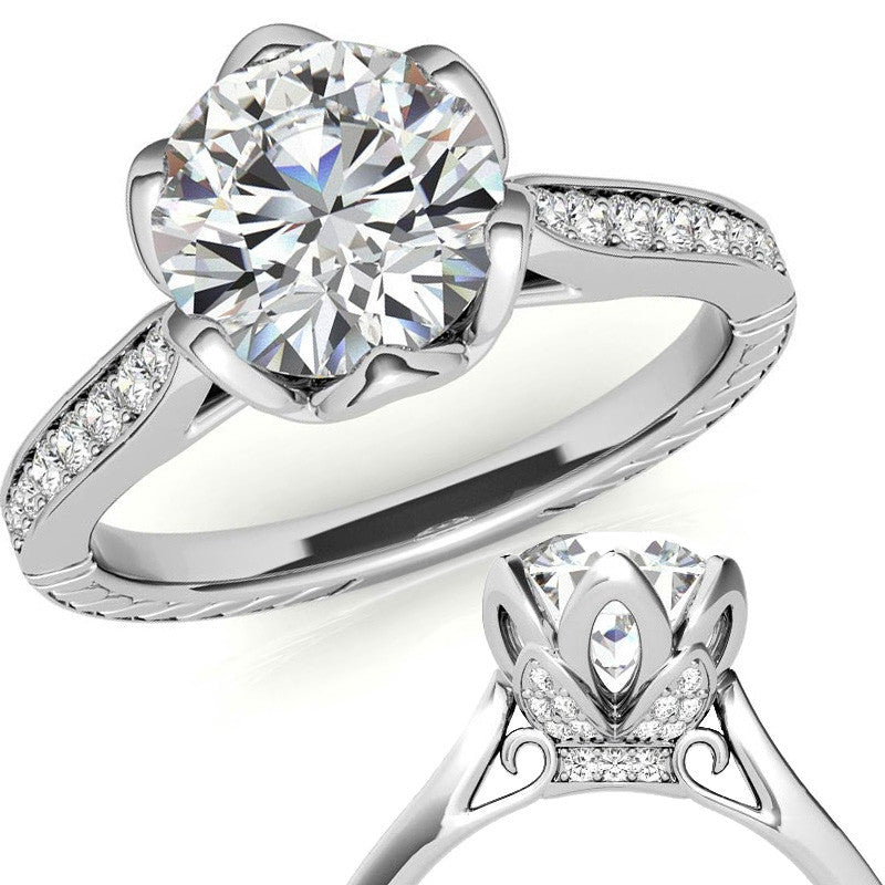 6-Prong Tulip Cathedral Round Brilliant Engagement Ring
