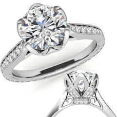 6-Prong Tulip Cathedral Round Brilliant Engagement Ring