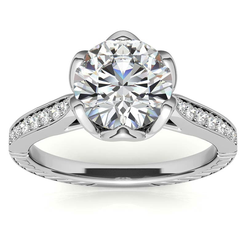6-Prong Tulip Cathedral Round Brilliant Engagement Ring