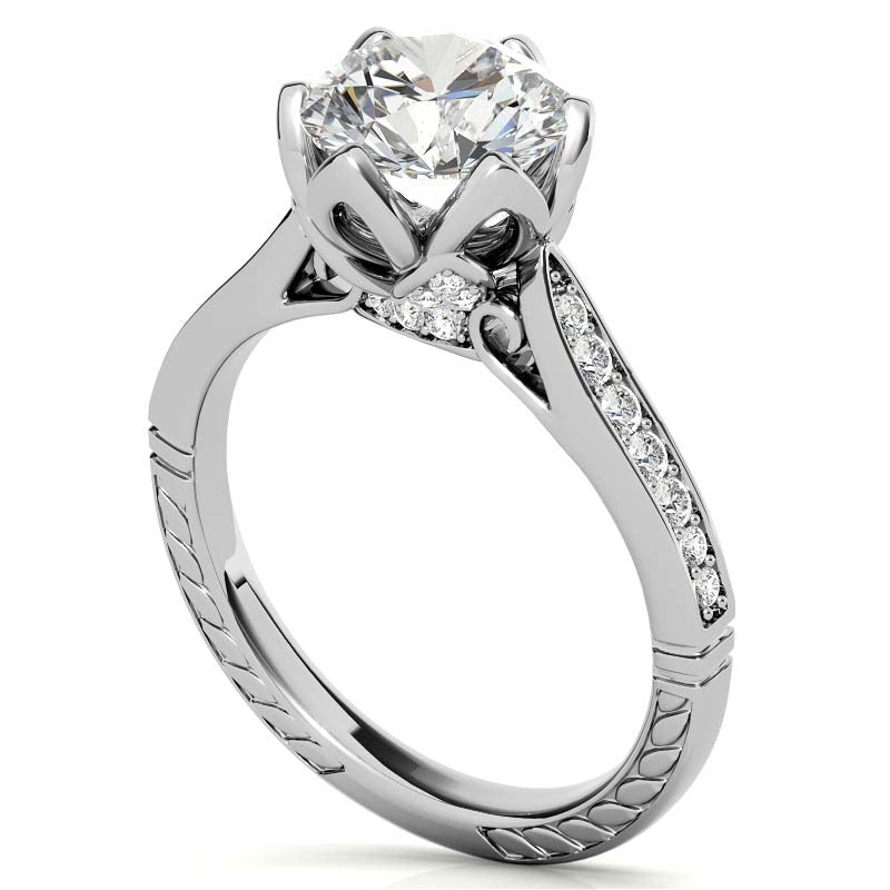 6-Prong Tulip Cathedral Round Brilliant Engagement Ring